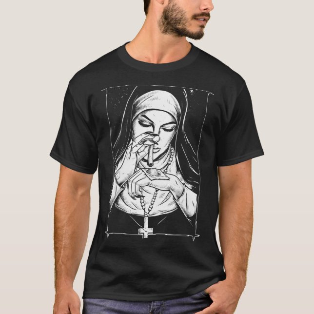 Camiseta mala religión monjas traviesas (Anverso)