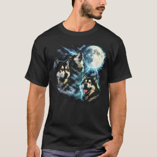 Camiseta Malamute de Alaska aullando a la luna Perro ártico