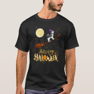 Camiseta Malamute de Alaska monta bruja escopeta Halloween