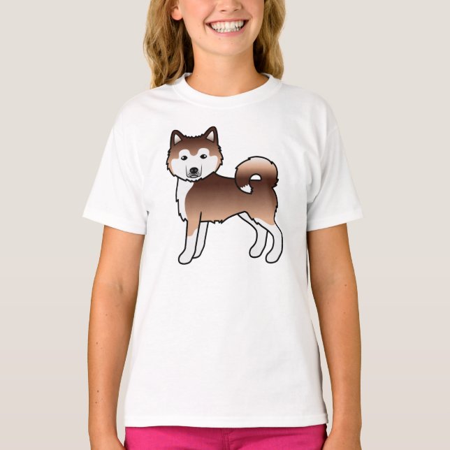 Camiseta Malamute de Alaska Rojo Perro de Dibujos Animados  (Anverso)