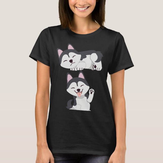 Camiseta Malamute Husky Jugando (Anverso)