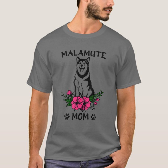 Camiseta Malamute Mamá Perro Madre Perro Flor Primavera Flo (Anverso)