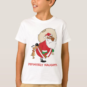 Camiseta Malas mordeduras de perro Santa negro en el