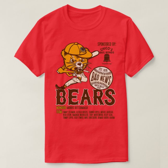 Camiseta Malas noticias fallidas: equipo de béisbol (Diseño del anverso)