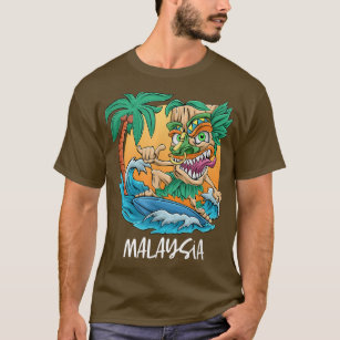 Camiseta Malasia Palm Tree Surfing Beach Vacaciones Tiki Ma