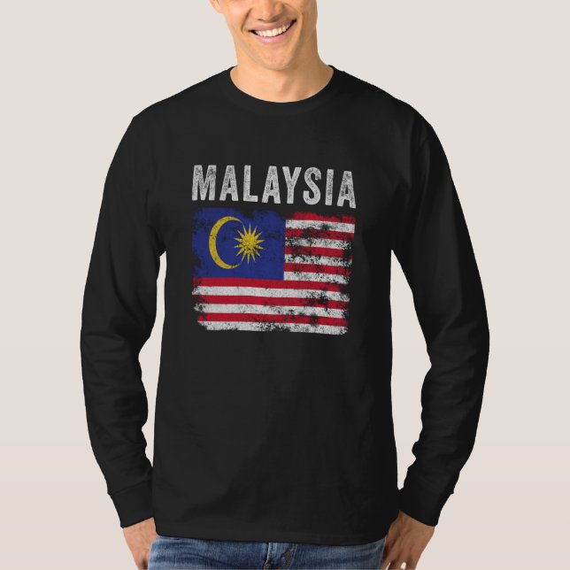 Camiseta Malaysia Flag Distressed Men Women Kids Malaysian  (Anverso)