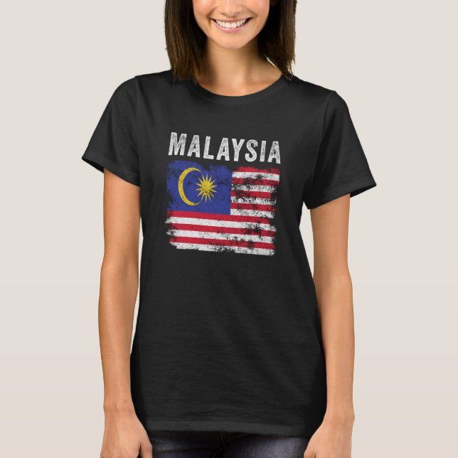 Camiseta Malaysia Flag Distressed Men Women Kids Malaysian  (Anverso)