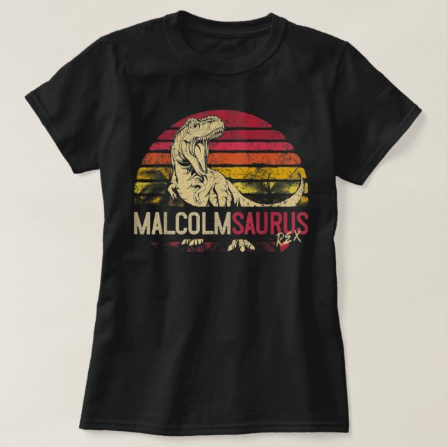 Camiseta Malcolm Saurus Funny Personalizado Dinosaurio T Re (Diseño del anverso)