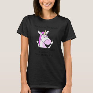 Camiseta Maldices demasiado humor rosa de unicornio