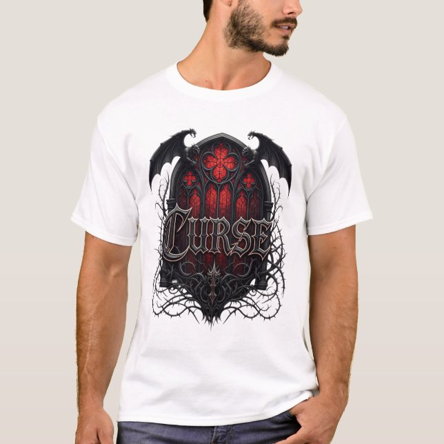 Camiseta Maldición - Iglesia gótica Ventana Diseño de fanta (Anverso)