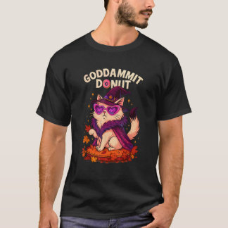 Camiseta Maldita Bruja Divina Gata Donut Divertida Hallowee