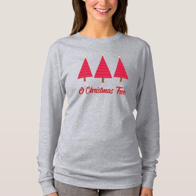 Camiseta Maldito rojo profundo árbol de Navidad moderno (Anverso)