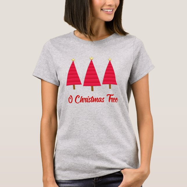 Camiseta Maldito rojo profundo árbol de Navidad moderno (Anverso)