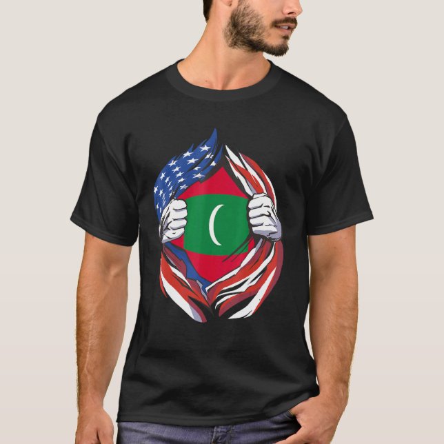 Camiseta Maldivas Bandera Estadounidense Orgullosa De Mi He (Anverso)