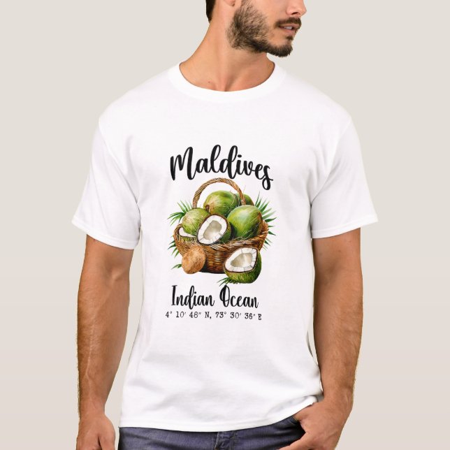 Camiseta Maldivas Coco Indian Ocean Isla Tropical Gps (Anverso)