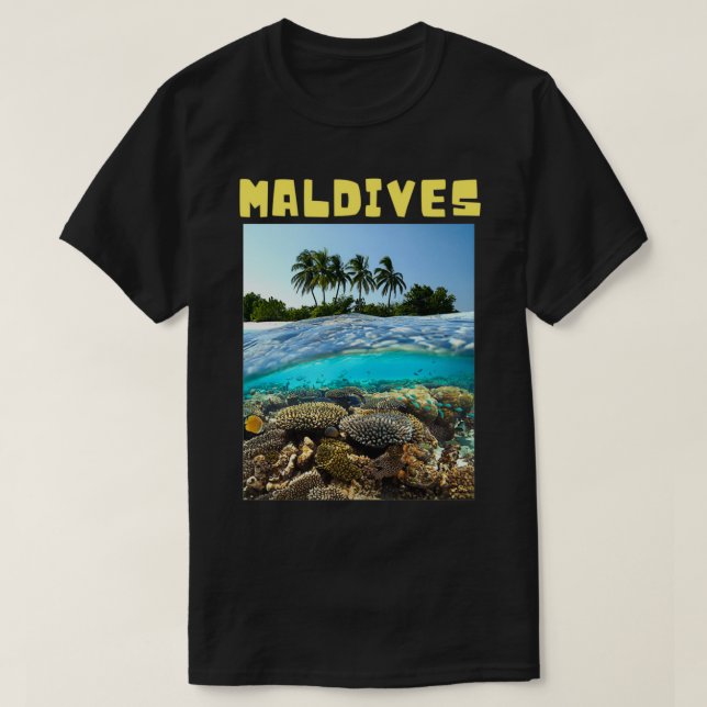 Camiseta Maldivas linda isla submarina (Diseño del anverso)