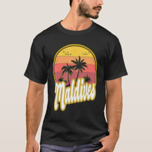 Camiseta Maldives Beach Retro Sunset
