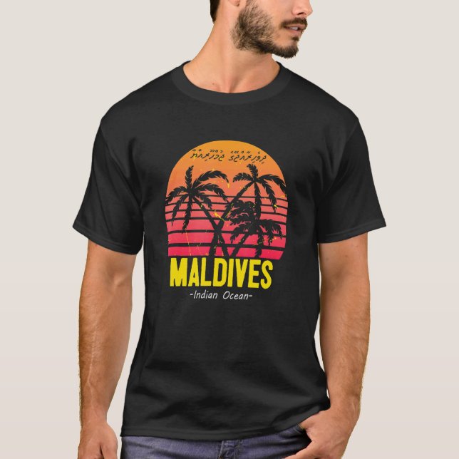 Camiseta Maldives Sunset Palm Trees Dhivehi Malé Indian Oce (Anverso)
