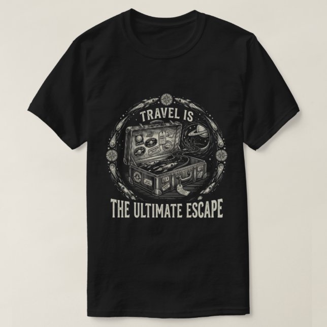 Camiseta Maleta de viaje espacial retro - La máxima escapad (Diseño del anverso)