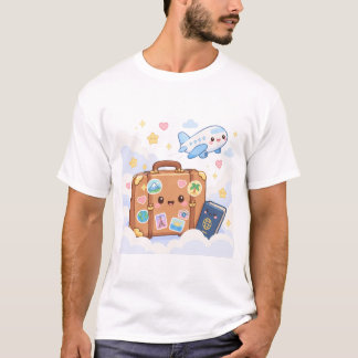 Camiseta Maleta Kawaii Monada Pegatinas Viaje Pasaporte