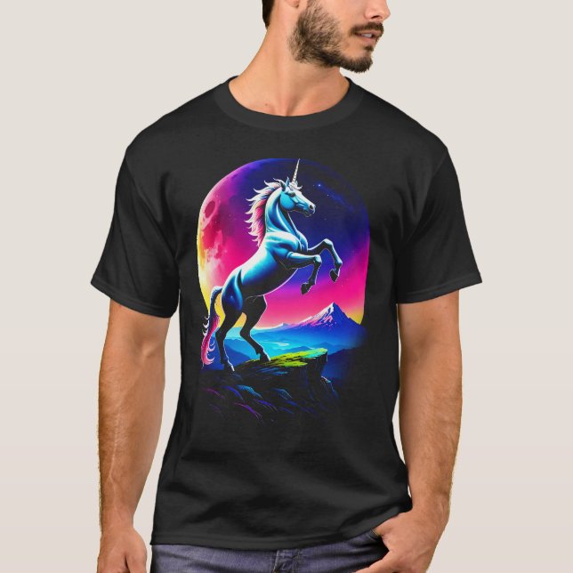 Camiseta Maleza de Unicornio Colorido Fantástico (Anverso)