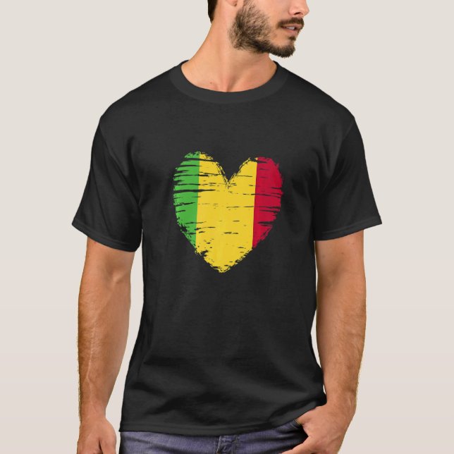 Camiseta Malí: la bandera maliense del corazón (Anverso)