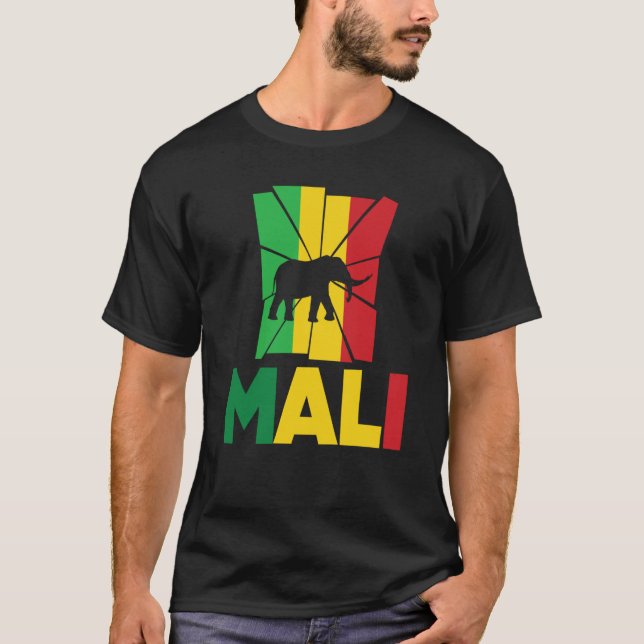 Camiseta Mali: La bandera maliense es un elefante de siluet (Anverso)