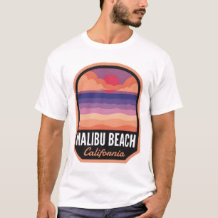 Camiseta Malibu Beach CA Retro Sunset
