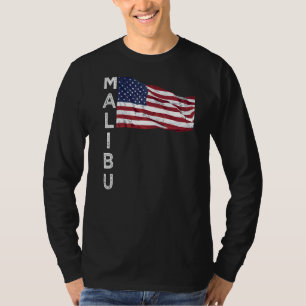 Camiseta Malibu Beach California Bandera Estadounidense Los