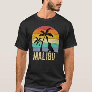 Camiseta Malibu Beach California Sunset Vintage Palmeras