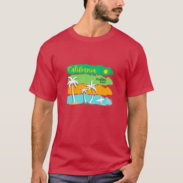Camiseta Malibu Beach California Surf Vibes Art (Anverso)