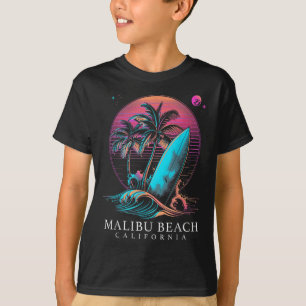 Camiseta Malibu Beach California Surfing Board Vintage Surf