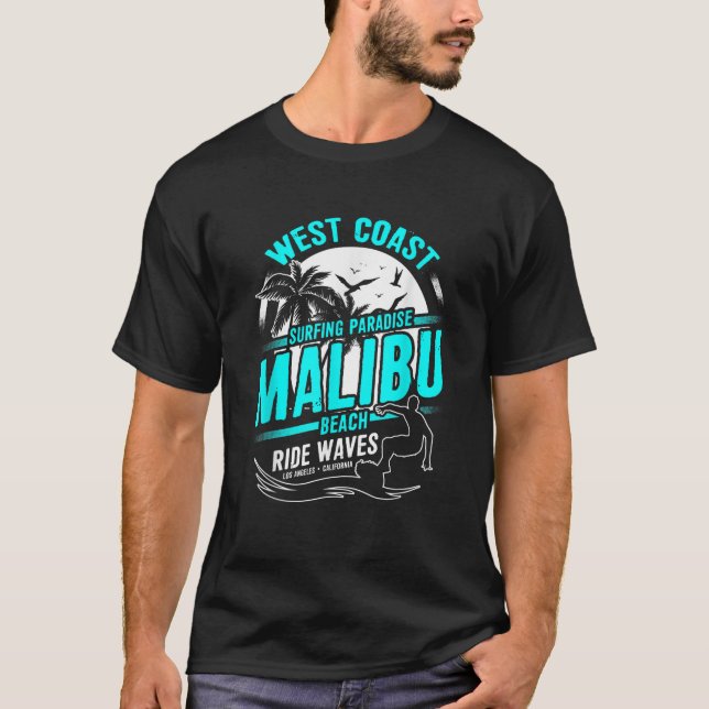 Camiseta Malibu Beach California West Coast Surfers T (Anverso)