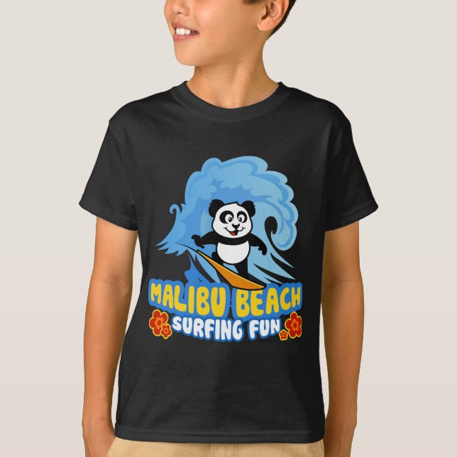 Camiseta Malibu Beach Surfing Panda (Anverso)