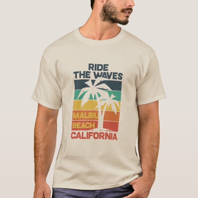 Camiseta Malibu Beach Vintage Surf Design (Anverso)
