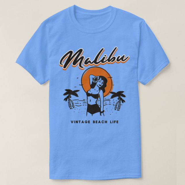 Camiseta Malibu California Vintage Beach Life (Diseño del anverso)