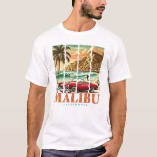 Camiseta Malibu California - Vista panorámica de la costa d