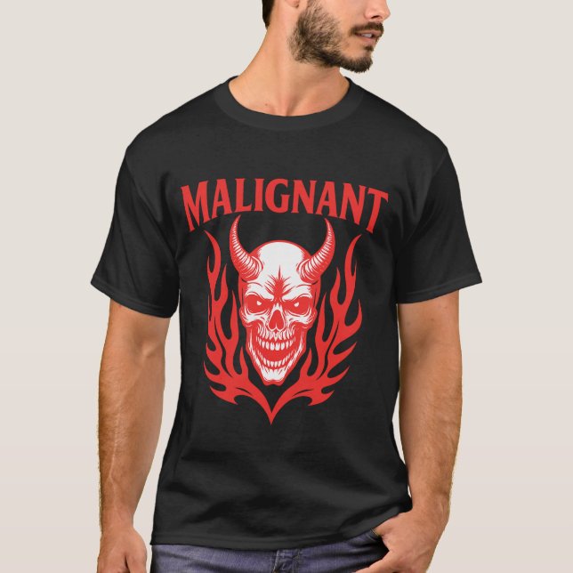Camiseta Maligno Cráneo Demonio - Fiery Horror gráfico Tee (Anverso)