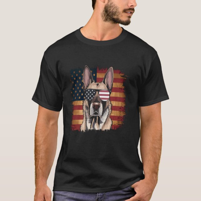 Camiseta Malinois Belga 4 De Julio (Anverso)