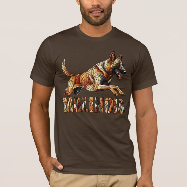 Camiseta Malinois belga - Arte Mosaico (Anverso)