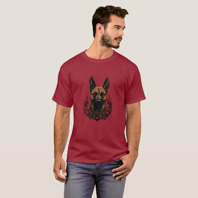 Camiseta Malinois belga ceremonial con atuendo guerrero (Anverso completo)