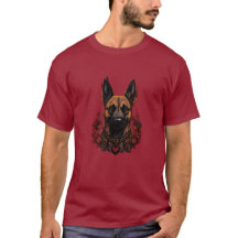 Malinois belga ceremonial con atuendo guerrero