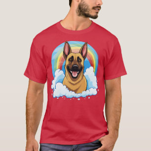 Camiseta Malinois belga lindo Nube arcoiris Kawaii Perro Ha