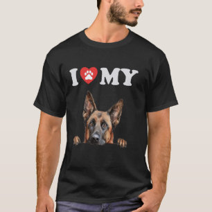Camiseta Malinois belga, yo corazón a mi perro, curioso ama