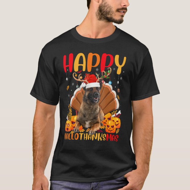 Camiseta Malinois Dog Happy Malinois Hellothanksmas (Anverso)