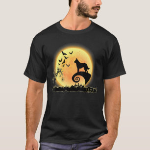 Camiseta Malinois Dog Scary Y Moon Dog Halloween
