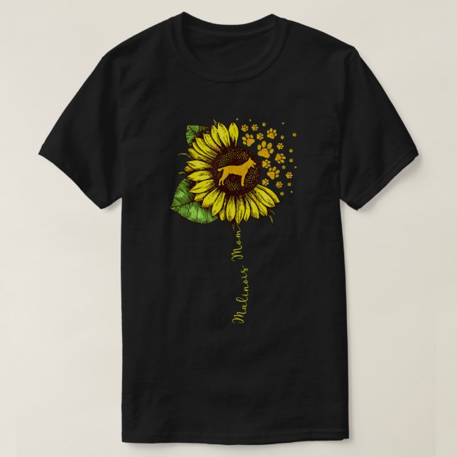 Camiseta Malinois, el día de la madre del girasol en Malino (Diseño del anverso)