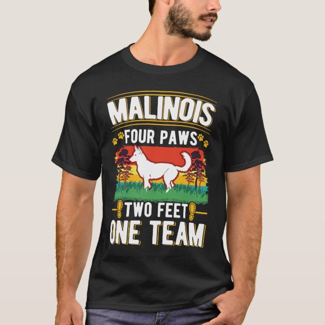 Camiseta Malinois four paws two feet one team Belgian Malin (Anverso)