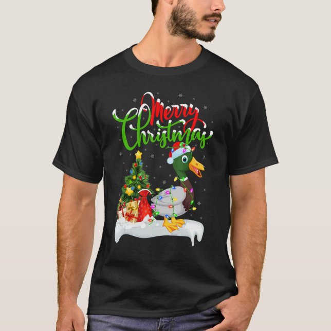 Camiseta Mallard Bird   Xmas Decorations Santa Mallard Chri (Anverso)