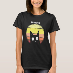 Camiseta Malo Ronroneo Gato Negro Vintage Atardecer Hallowe